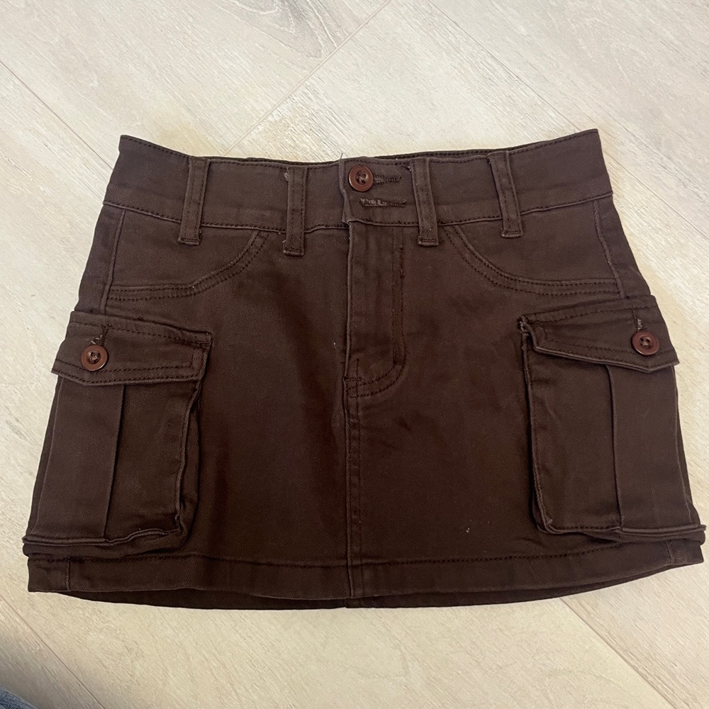 Brown cute cargo skirt